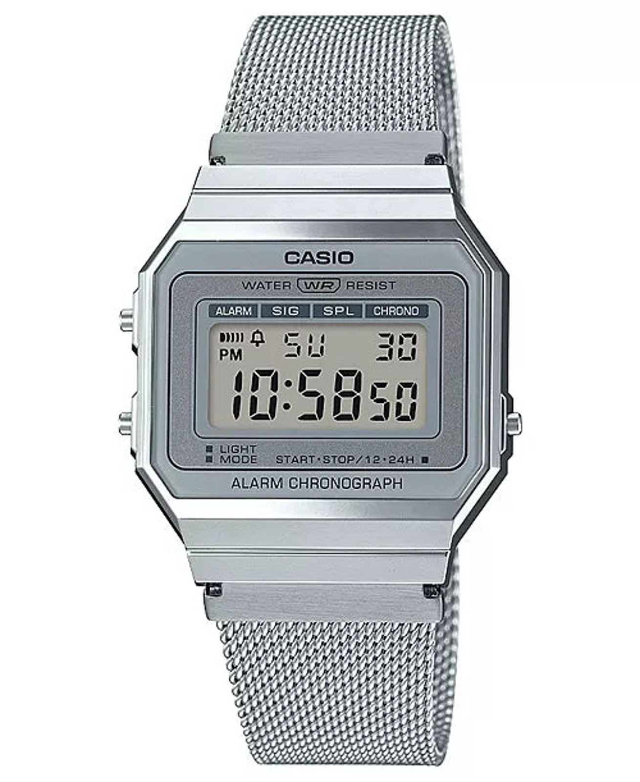 Casio A700wm7avt Silver Mesh Digital Watch